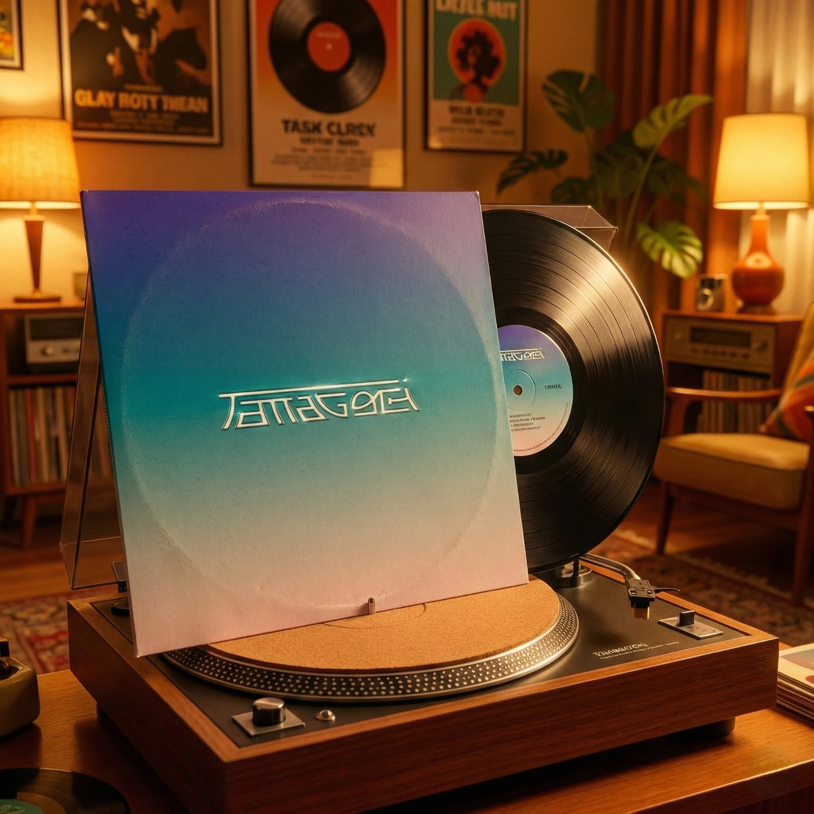 vinilo tamagochi saliendo de su pack sobre fondo blanco